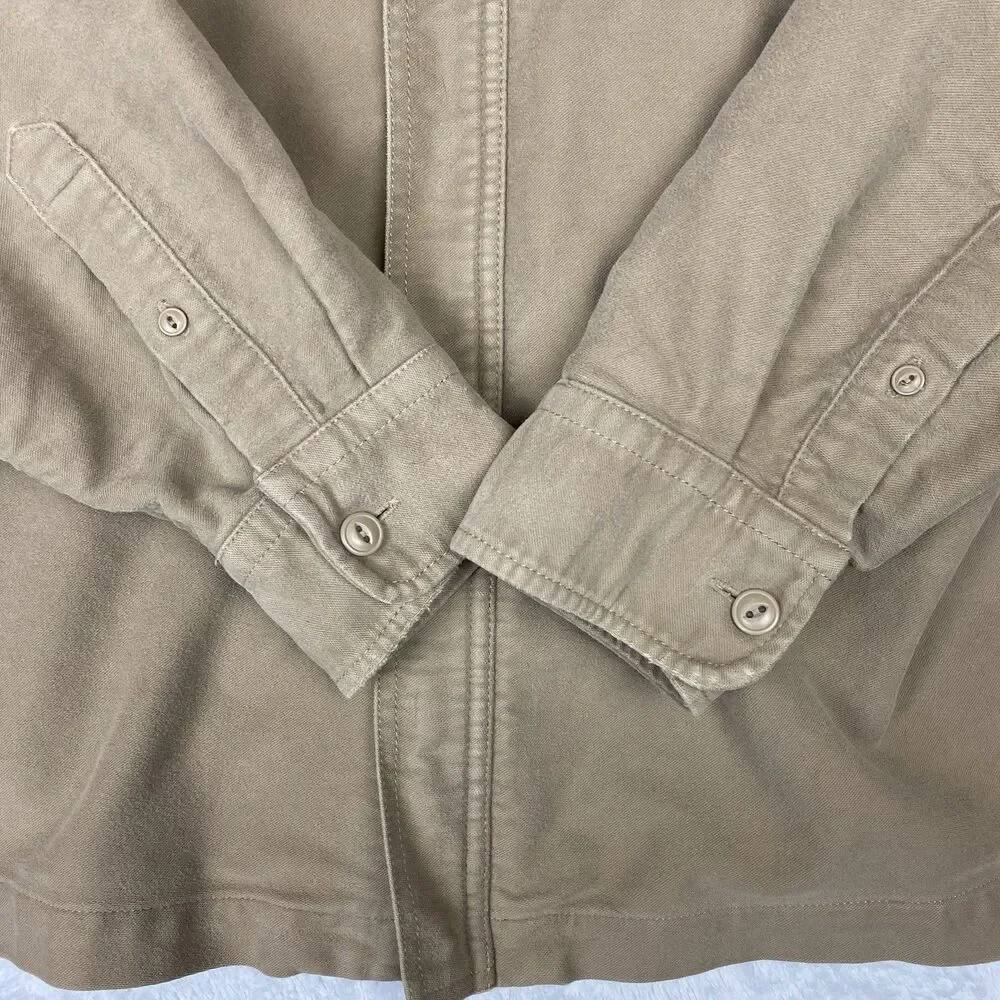 Vintage J.Crew Barn Jacket Chore Coat Tan Corduroy Collar Full Zip Men’s Large